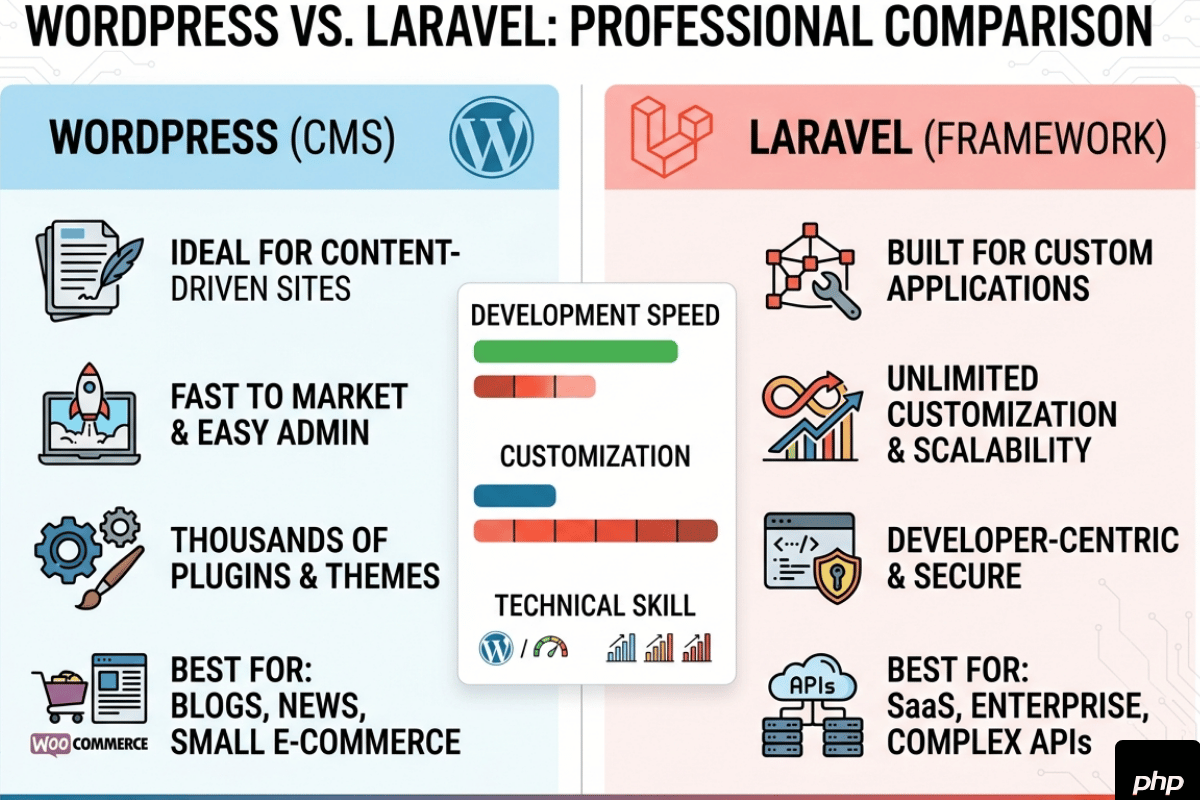 WordPress vs Laravel — Which One Should You Choose for Your Business Website?